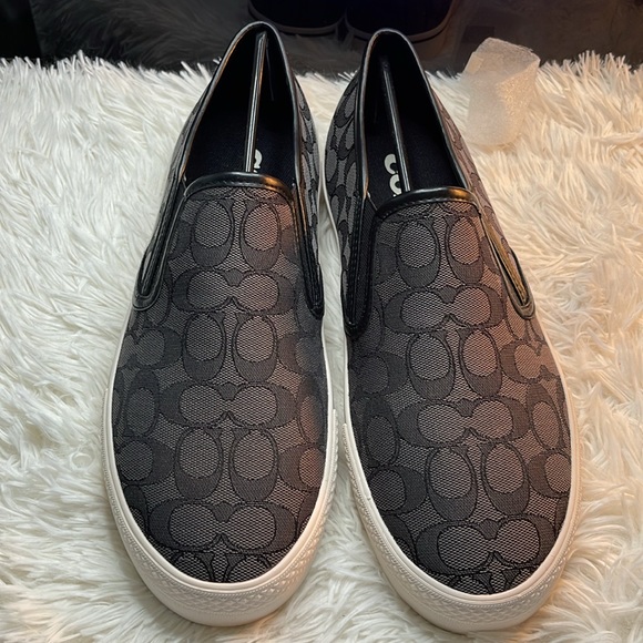 🖤Coach Men's Black Signature Jacquard Slip On Skate Sneaker (C8958) - Picture 2 of 13